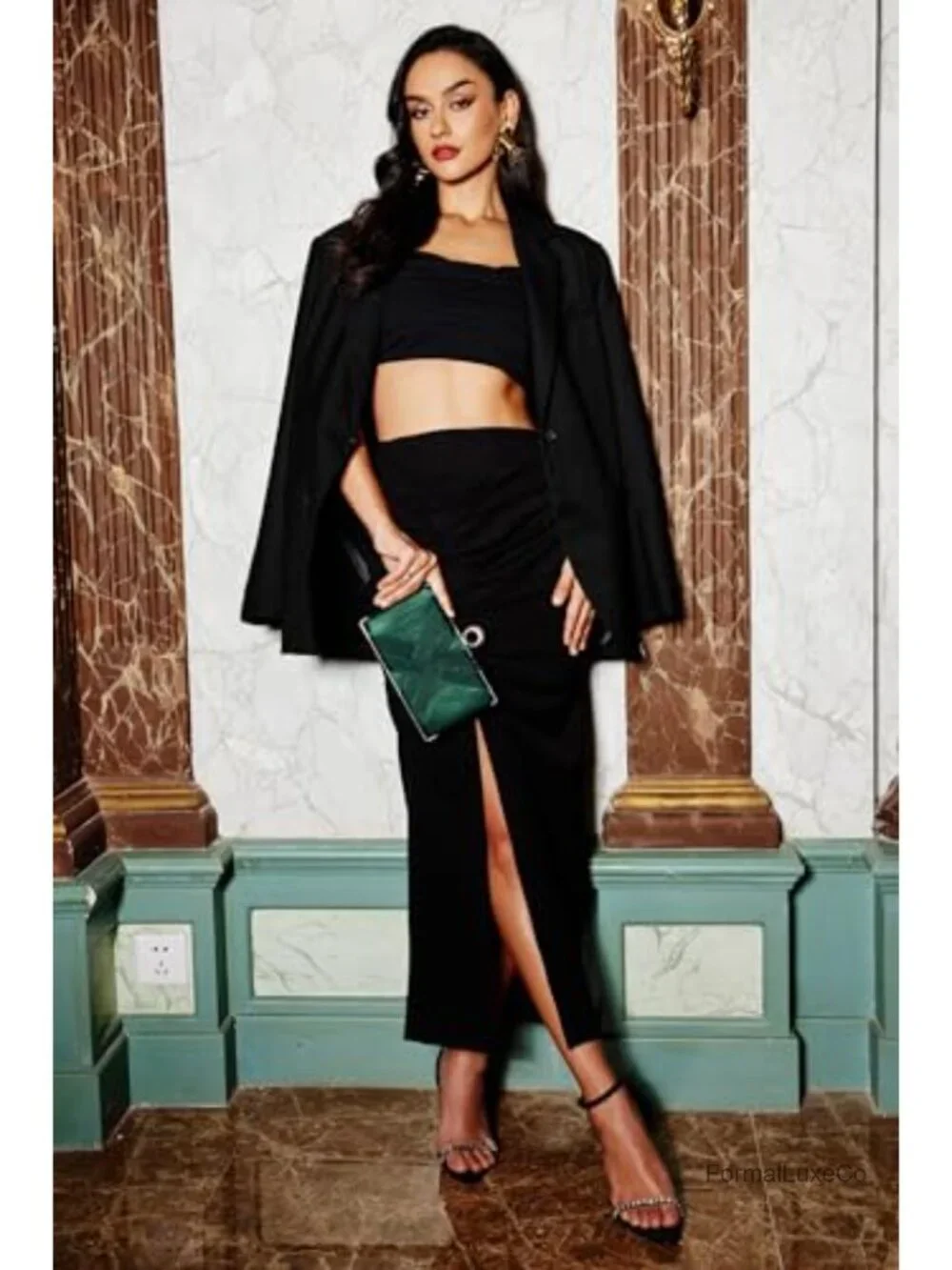 Rhinestone Satin Clutch Evening Bag with Tassel Chain Strap